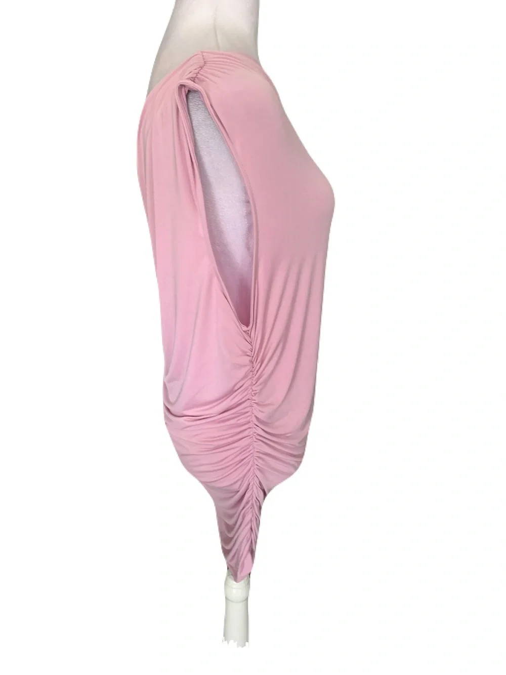 Anthropologie Women’s Plus Size 1X One-Shoulder Ruched Mini Dress in Light Pink